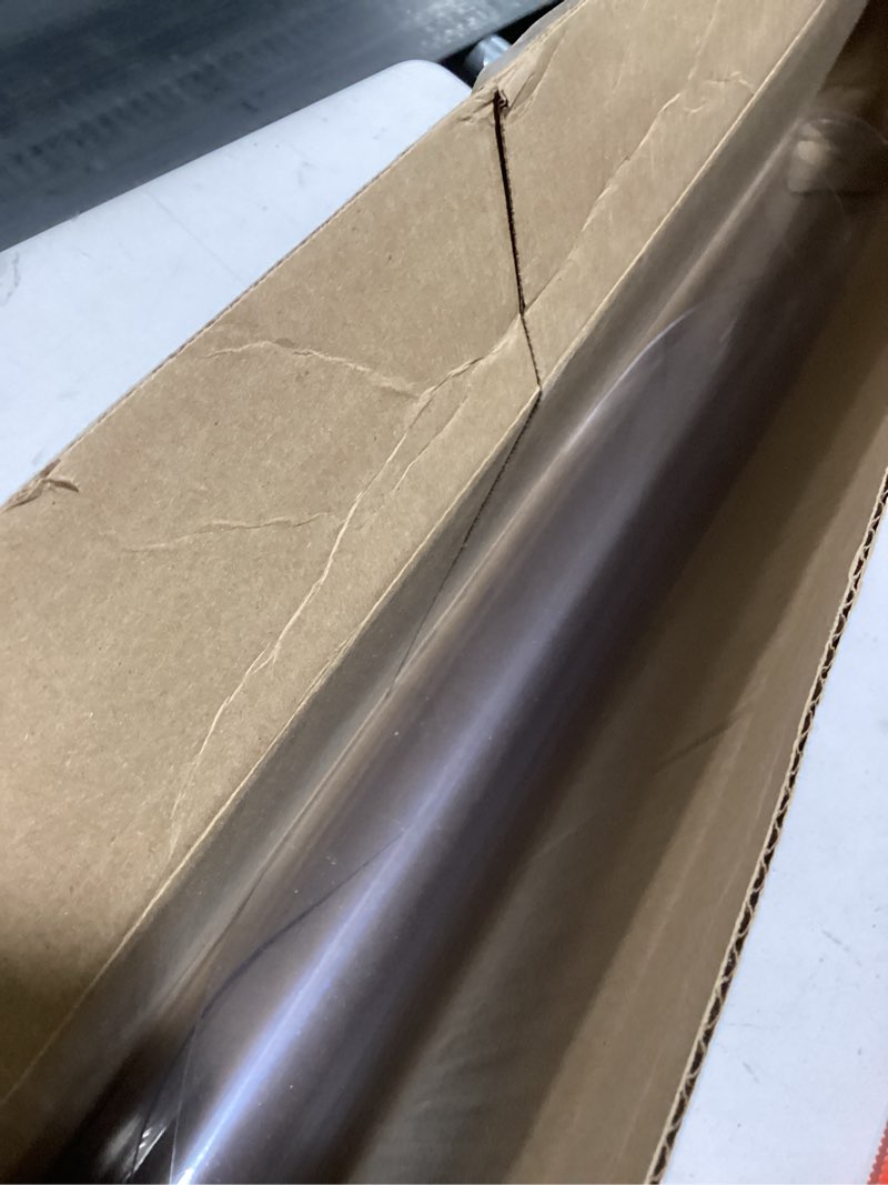 Condition photo showing As Is for Warmstar Clear Table Protector, 2mm Thick, 38 Inch Round, Plastic Table Cover, Desk Mat, Coffee Table, Writing Desk, Dining Room Clear 38" x 38"