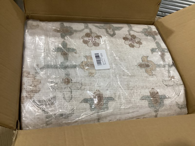 Condition photo showing New/Like New for dexi area rugs for living room, washable low pile vintage traditional rug for bedroom, non slip indoor carpet for dining office nursery, 5x8, beige blue 5' x 8' (rectangular) beige blue
