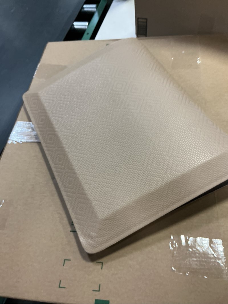 Condition photo showing As Is for Ophanie Kitchen Mats for Floor, 3/4 inch Thick, 20x32 Anti Fatigue Christmas Cushioned Mat, Kitchen Rug, Waterproof, Comfort Ergonomic Standing Mat for Office, Home, Sink, Beige Non-Slip Ridged Bottom Beige 32"L x 20"W x 0.8"Th