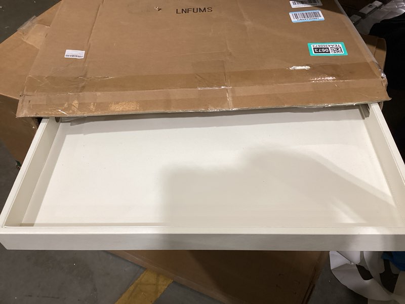 Condition photo showing Good Condition for 25 x 25 inches leather ottoman serving tray with hole handles, square large modern service tray for living room, coffee table, bed, tea, food, butler countertop, kitchen, dinner, picnic (white) white 25" x 25" x 2"