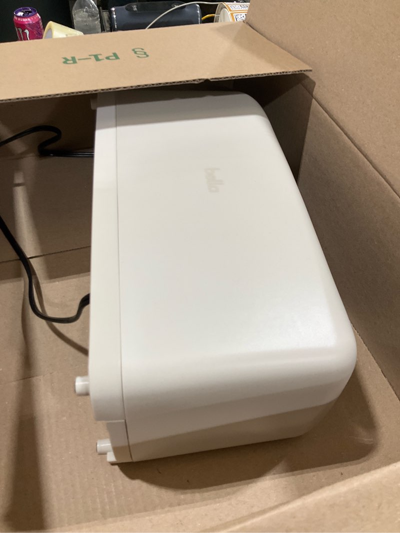 Condition photo showing Good Condition for bella 2 slice slim toaster, fits-anywhere™ kitchenware, 6 setting shade control with reheat & cancel buttons, fits sourdough, 10” long slot, anti jam & auto shutoff, 900 watt, oatmilk 2 slice oatmilk