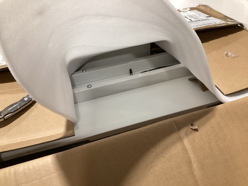 Condition photo showing Good Condition for topsky electric overbed bedside table with wheels,adjustable hospital & home use bed table,mobile standing desk for hospital and home use (white)