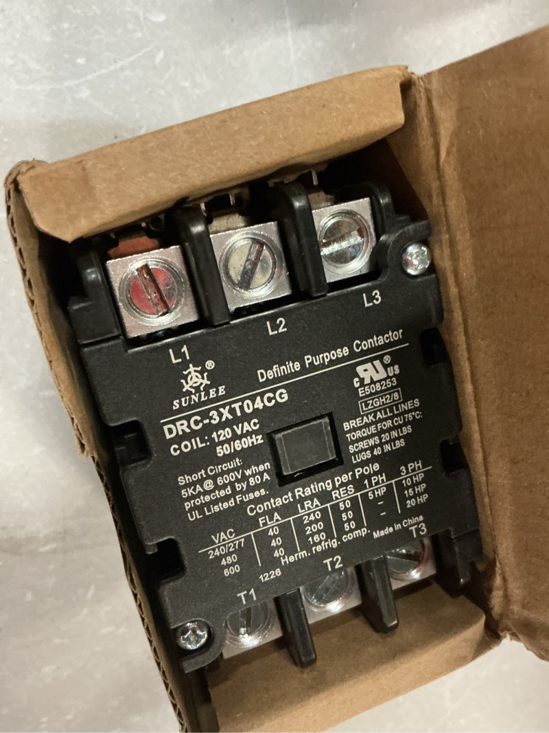 Condition photo showing Good Condition for sunlee 3 pole 40 amp contactor 120v coil ul dp contactor hvac contactor a2l compliant 42cf35af equivalent