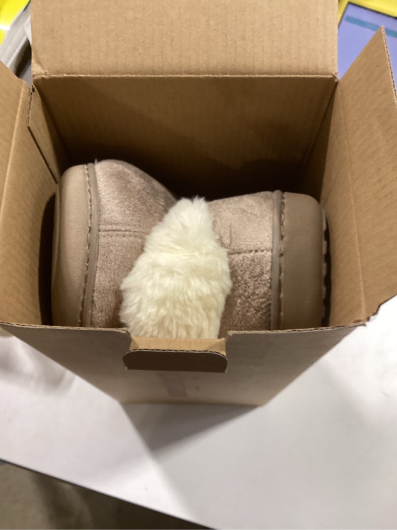 Condition photo showing Good Condition for EverFoams Women's Microsuede Cozy Memory Foam Winter Slippers with Fuzzy Faux Fur Collar and Indoor Outdoor Rubber Sole 9-10 Taupe