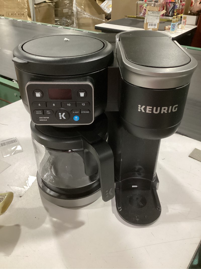 Condition photo showing As Is for keurig k-duo single serve k-cup pod & carafe coffee maker, black