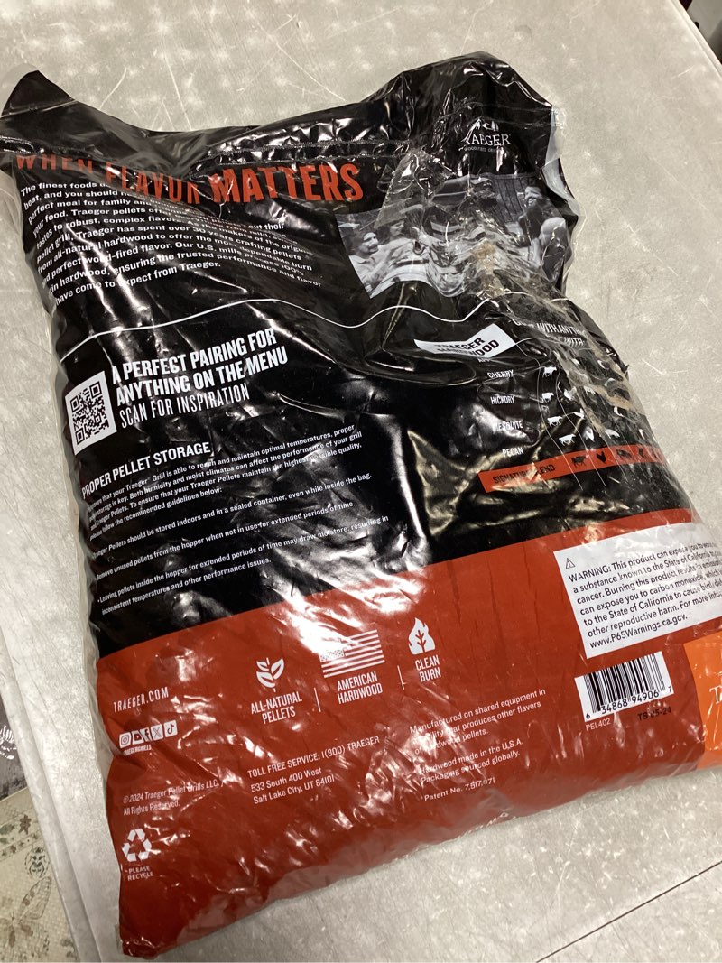 Condition photo showing As Is for Traeger Grills Signature Blend 100% All-Natural Wood Pellets for Smokers and Pellet Grills, BBQ, Bake, Roast, 18 lb. Bag 18lb Signature Blend