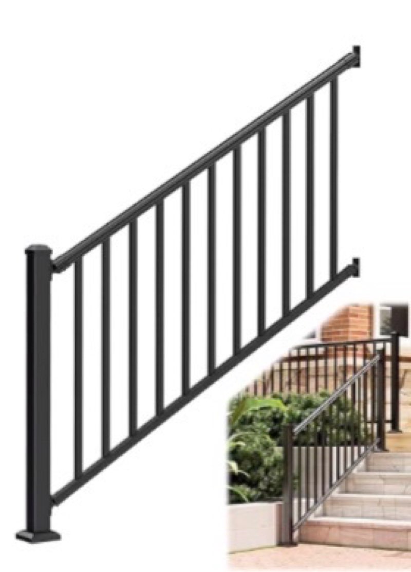 egadis 36 in. h x 4 ft. w porch and deck railing kit, aluminum stair railing kit, black textured aam