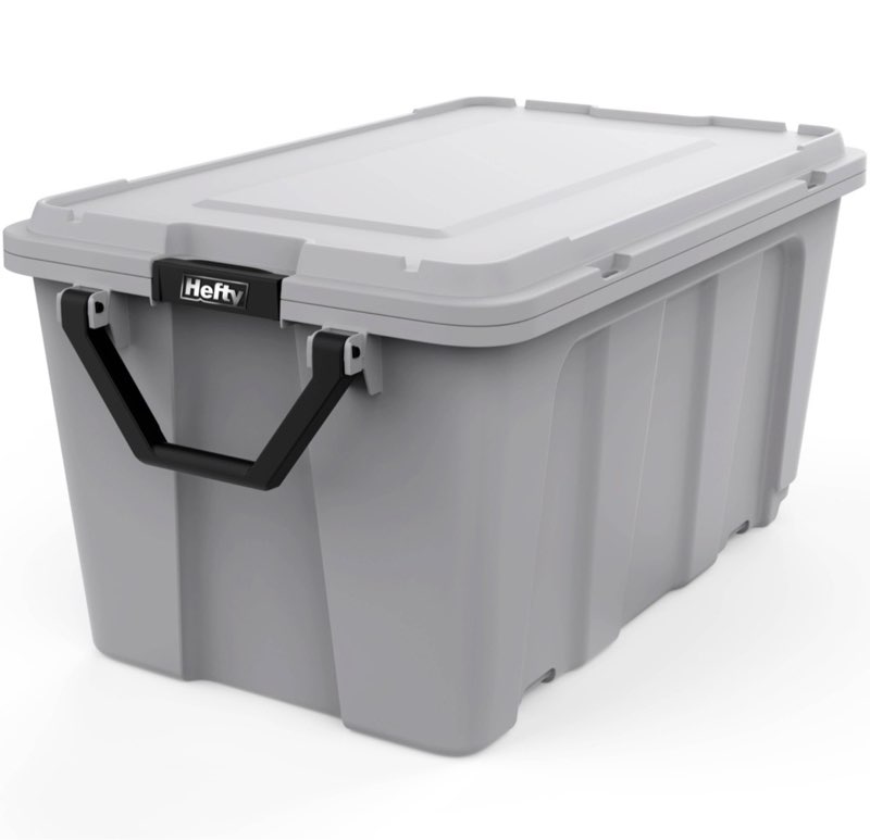 ( incomplete ) Hefty 50gal MAX PRO Storage Tote Alloy Gray