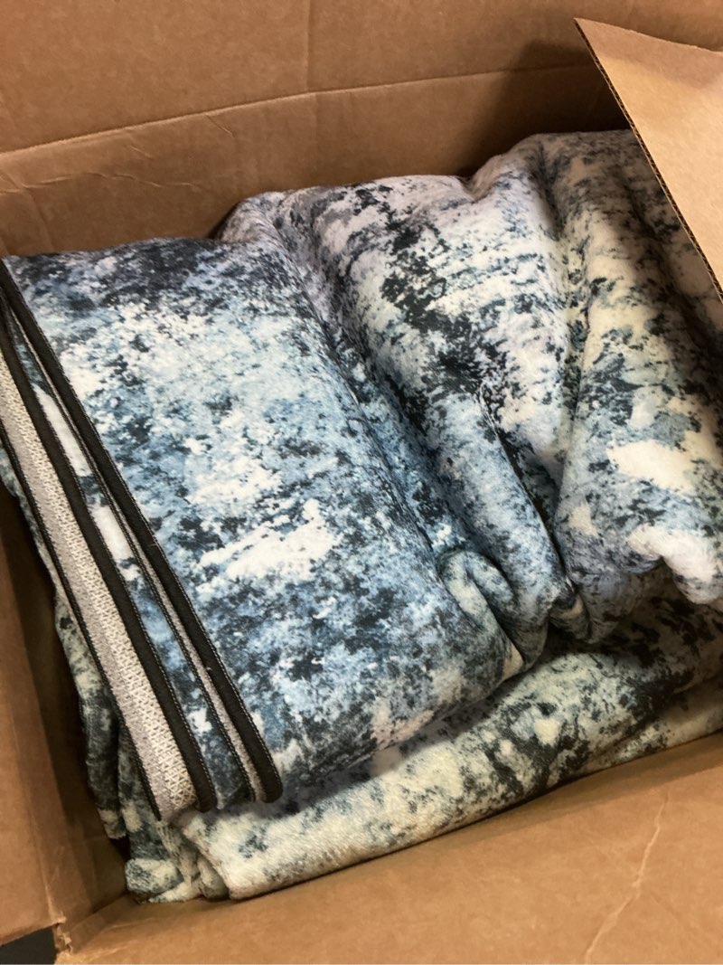 Condition photo showing Good Condition for Rugflix 8x10 Area Rugs for Living Room, Washable Large Rug Stain-Resistant Low Pile, Modern Dark Carpet for Dining Room Home Office Kid Room Nursery Bedroom, Navy Blue/Black Ocean Blue 8' x 10' (Rectangular)