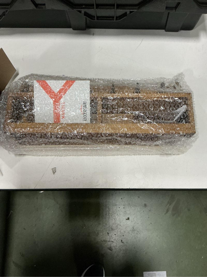 Condition photo showing New/Like New for Key Holder Wall Mount - Mail Organizer Wall Mount with 6 Key Hooks and Storage Box for Sunglasses Storage and Dog Leash Holder Home Decor Rack Apartment Essentials Farmhouse Shelf Entryway Organizer Brown