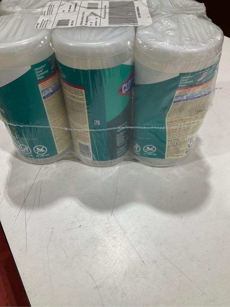 Condition photo showing As Is for cloroxpro clorox disinfecting wipes, fresh scent, 75 count, pack of 6 (package may vary)