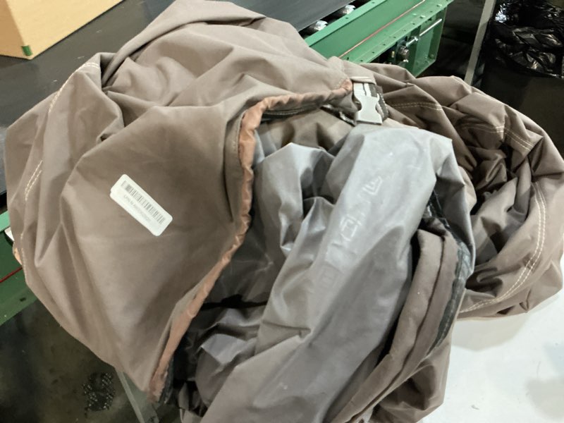 Condition photo showing As Is for Classic Accessories Ravenna Water-Resistant 128 Inch Rectangular/Oval Patio Table & Chair Set Cover, Outdoor Table Cover 128"L x 82"W x 23"H Dark Taupe/Mushroom/Espresso