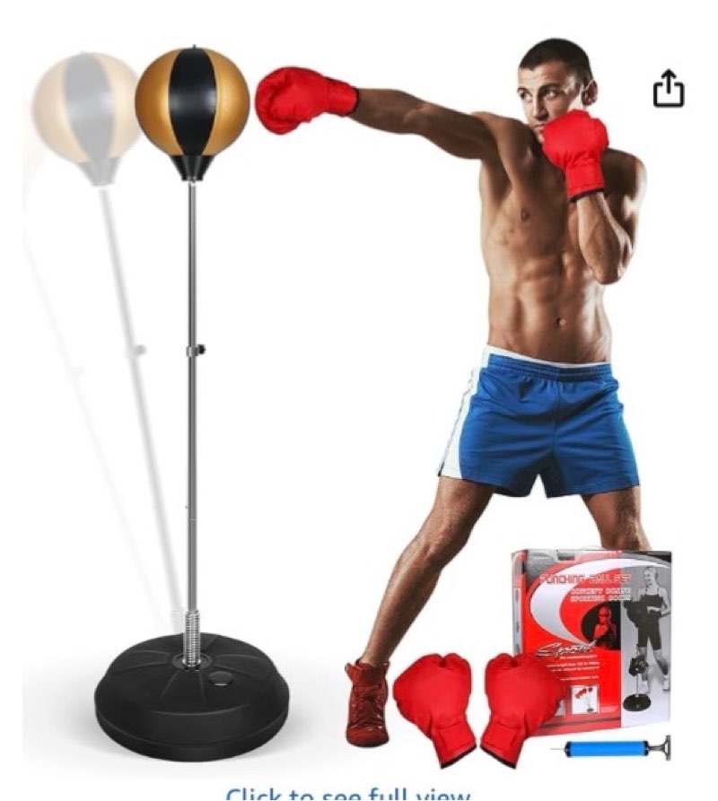 Fitness Reflex Bag, Speed Ball Stand Punching Bag with Gloves, Boxing Bag for Adults and Teens, 59IN