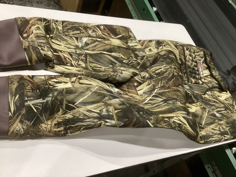 Condition photo showing As Is for foxelli chest waders – waterproof 2-ply nylon/pvc camo hunting fishing waders for men and women with boots 11 camo