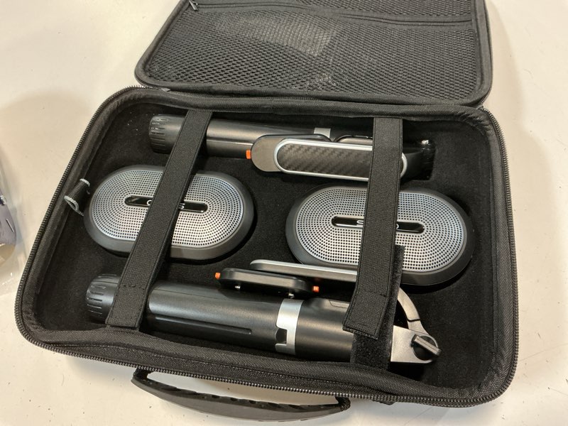Condition photo showing Good Condition for sowo wireless dual bluetooth speakers set, adjustable stands 2pcs, high-fidelity stereo sound, smart pairing sync, surround sound with portable lightweight case for home, travel, party, birthday