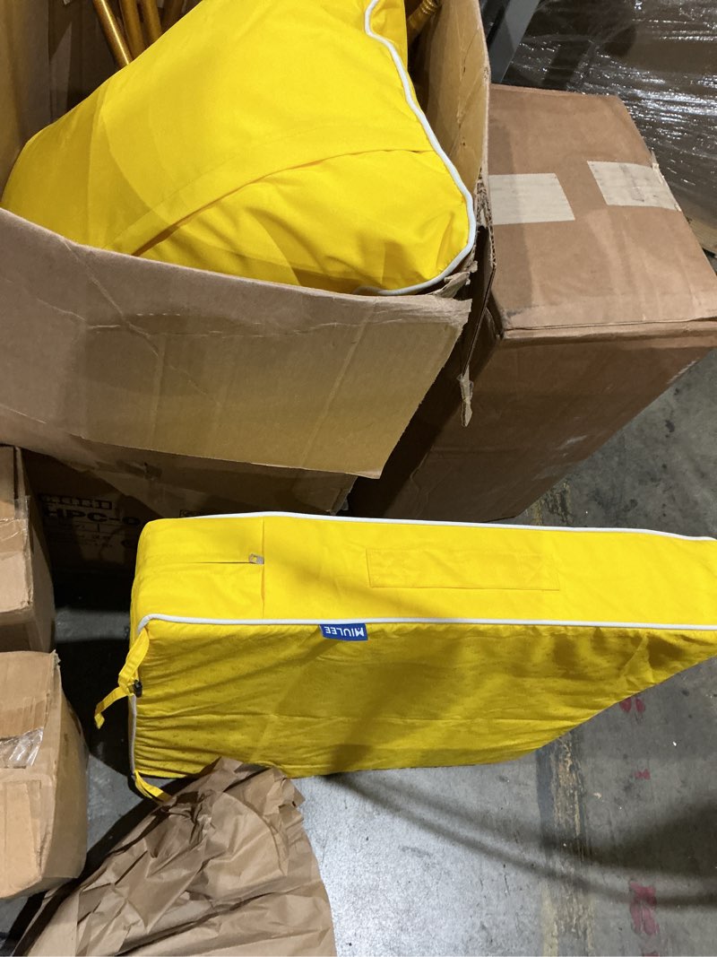 miulee outdoor seat cushion set yellow 24 x 24 x 4 inch waterproof & fade resistant deep seat and back patio furniture cushions with handle and adjustable straps cushions for chair couch