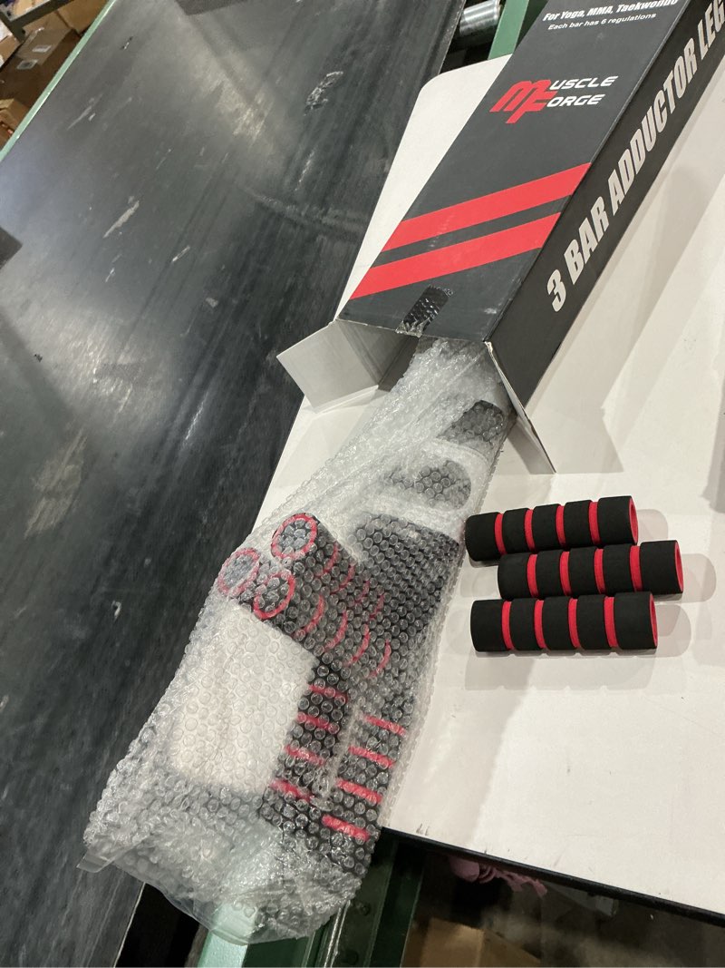 Condition photo showing Good Condition for 3 bar leg stretcher for splits and adductor stretch to over 180°, split machine for flexibility with 6 regulations - legs spreader, groin stretcher, ballet, with padded grips and strap