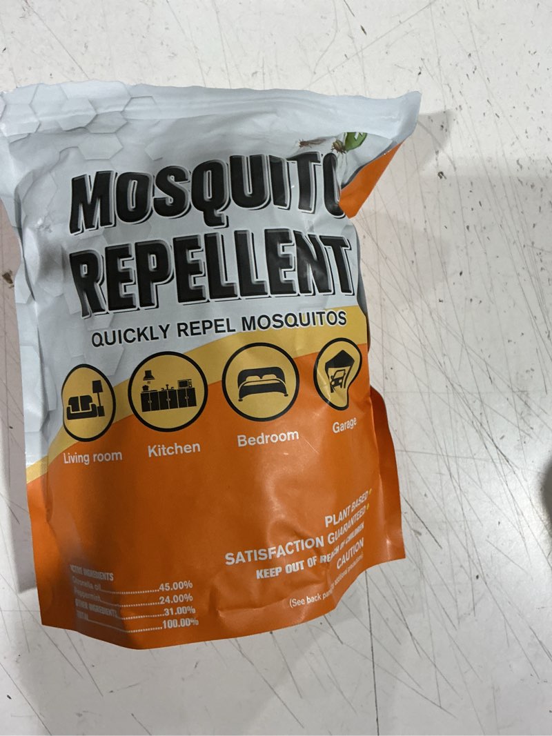 Condition photo showing As Is for scfkaof mosquito repellent outdoor patio, mosquito deterrent for yard, indoor mosquito repellent balls, mosquito repeller for patio, keep mosquito away, covers 120 sq. ft, 60 days protection-12 packs 1 ounce ( pack of 12 )