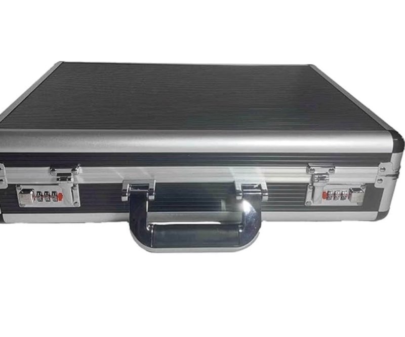 Generic RAMSTECH - Aluminum Attache Case Briefcase Dual Combination lock Hard Side (Black/Silver)