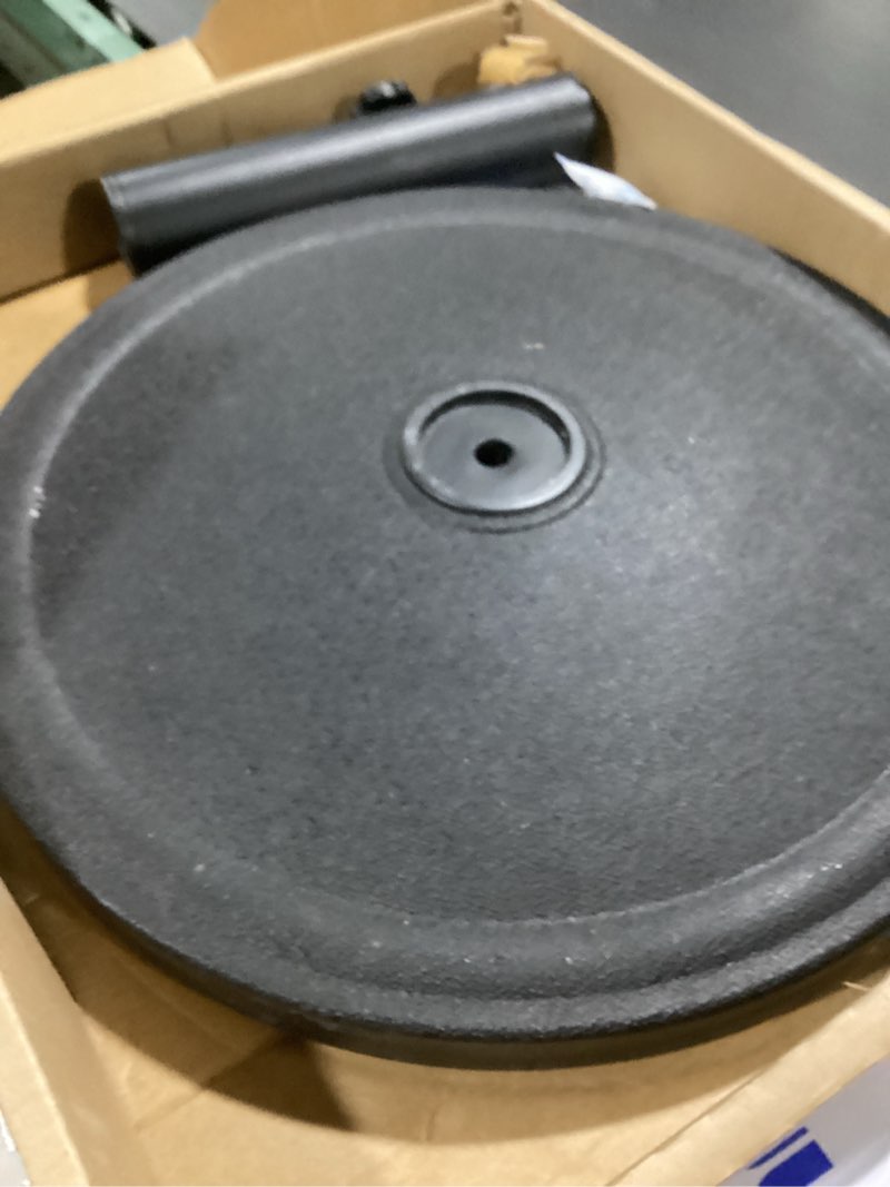 Condition photo showing As Is for mainstays outdoor 26lb steel round umbrella base, black finish