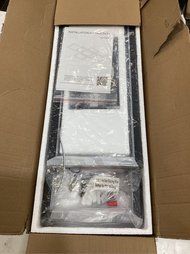 Condition photo showing Good Condition for jaycomey modern led ceiling light, 35.4in led black flush mount ceiling lights fixture 75w living room lighting fixtures chandelier lamp for dining room bedroom kitchen white light 6000k 75w/white light