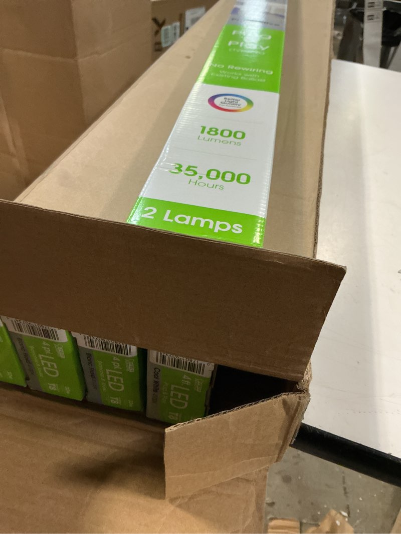 Condition photo showing Good Condition for feit electric led 4ft bulbs t8, 32 watt equivalent, type a tube light, plug & play, t8 led tubes, led fluorescent replacement, frosted, t848/840/ledg2/2/5, cool white, 10 pack 4100k daylight