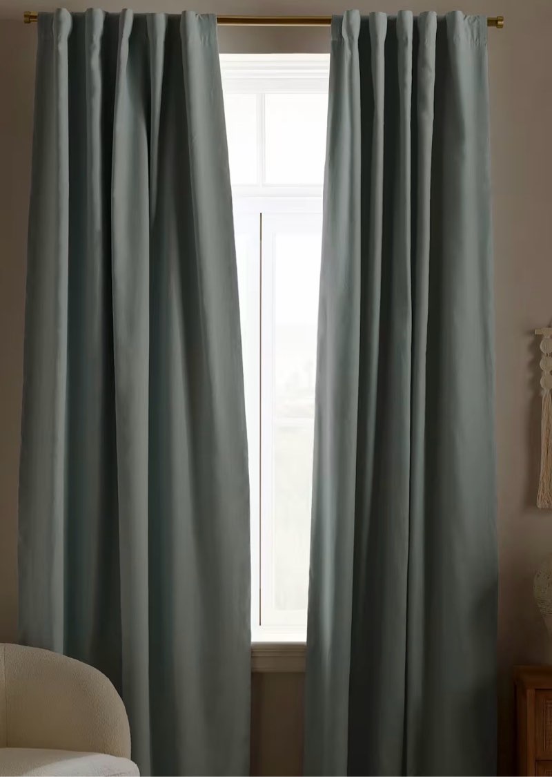quince european linen blackout curtain 48x84 blue single panel