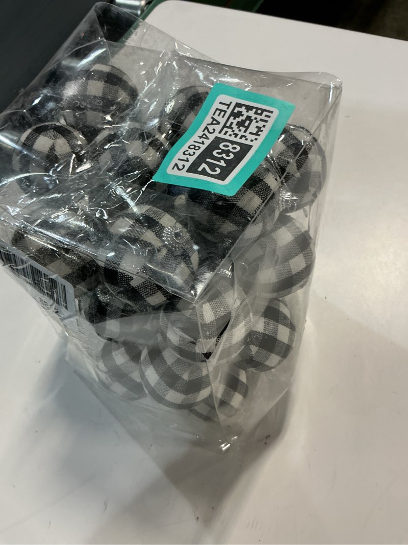 Condition photo showing Good Condition for 36 Pieces 2.4in Christmas Hanging Ball Ornaments Black and White Buffalo Plaid Xmas Ball Christmas Tree Hanging Ornaments Hanging Crafts for Party Decoration 01 Black and White