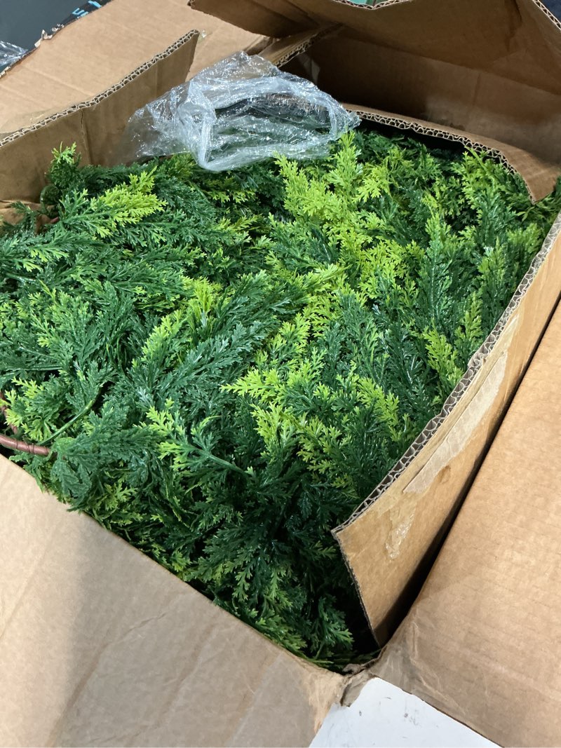 Condition photo showing Good Condition for 9ft Christmas Cedar Garland with Soft Thickness Pine, Artificial Green Faux Cedar Pine Garland for Mantle Fireplace Indoor Outdoor Holiday Party Home Decoration?4 Pcs?