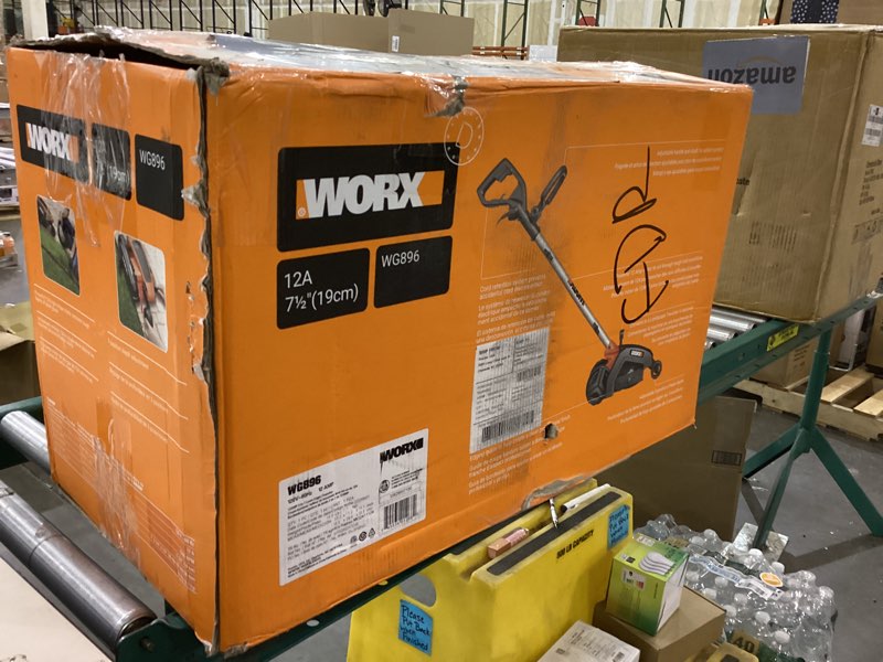Condition photo showing As Is for WORX WG896 12 Amp 7.5 Inch Corded Electric Lawn Edger & Trencher, Orange and Black
