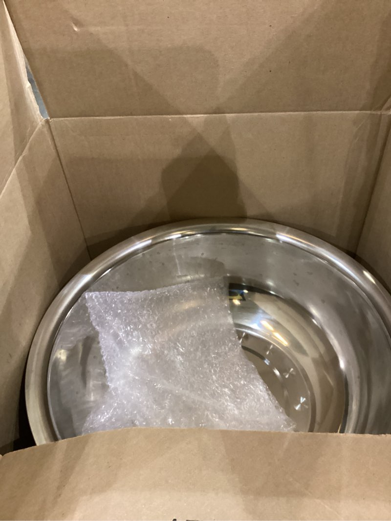 Condition photo showing As Is for Yungyan 2 Pieces Large Mixing Bowl Stainless Steel Oversized All Purpose Steel Bowl Metal Bowl for Serving Baking Marinating for Home Cooking or Commercial(14.46 Quarts)