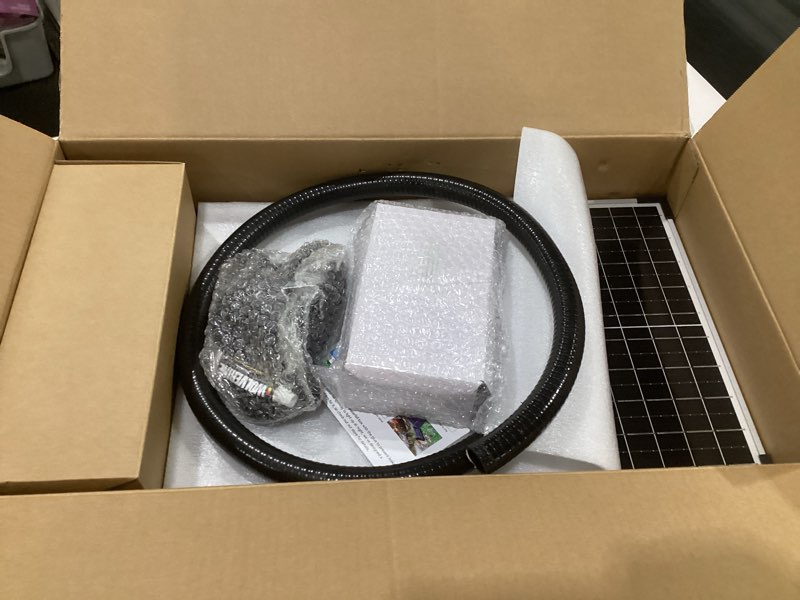 Condition photo showing Good Condition for poposoap 70w solar water pump with pond waterfall kit, 304 stainless steel pond waterfall spillway, pond spillway with 9.8ft corrugated tubing for garden water features-p5703 solar powered 70w