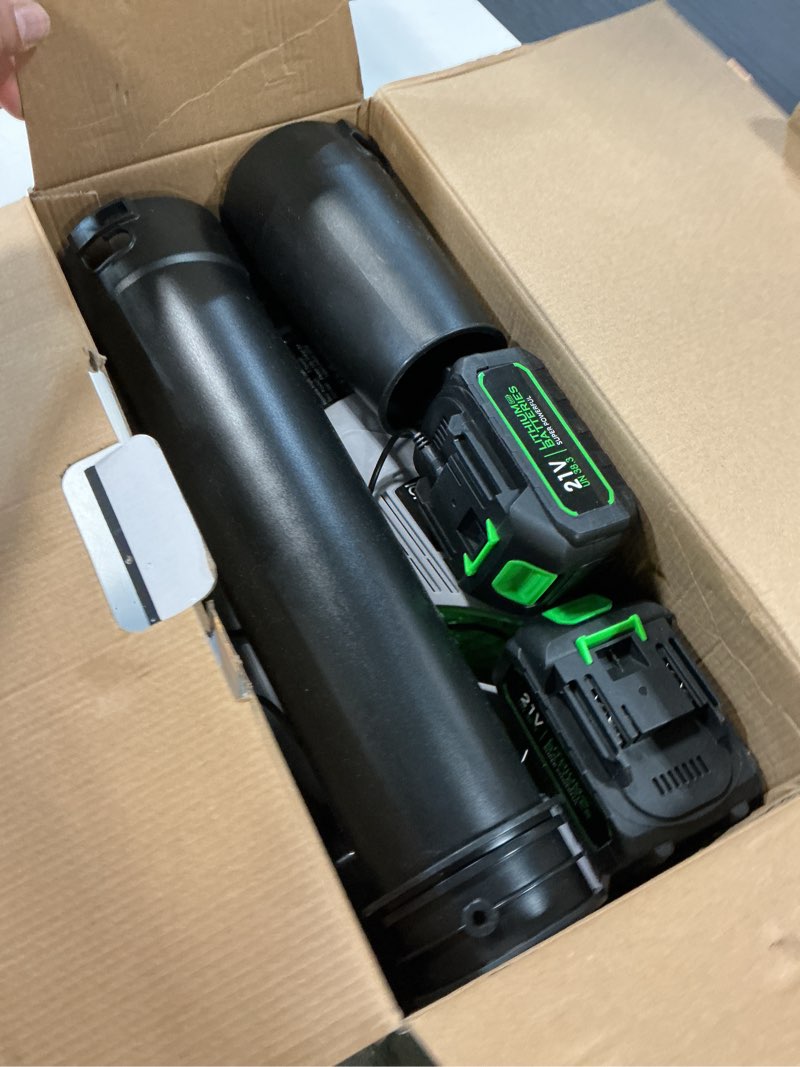 Condition photo showing Good Condition for electric leaf blower cordless, 900,000 rpm, 2 x 4.0ah batteries & charger, handheld leaf blowers for lawn care, 5 speed mode