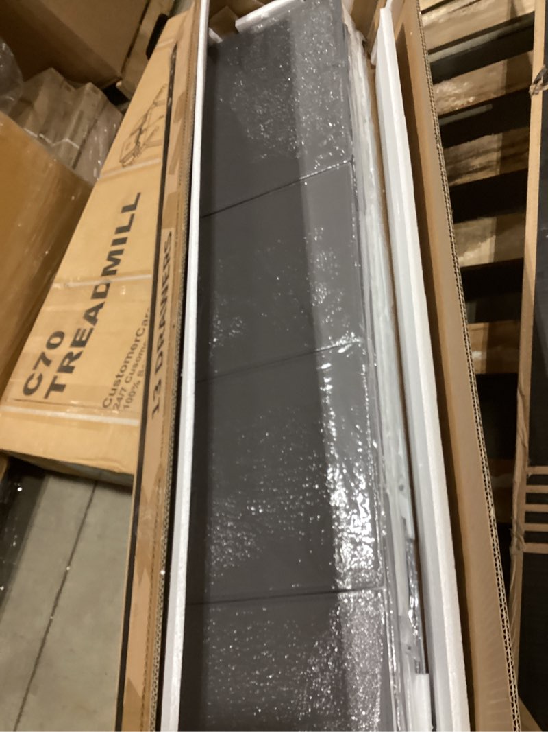 Condition photo showing As Is for Huuger 70 Inch Dresser for Bedroom, TV Stand for 65, 75, 80 Inch TV, 13 Fabric Drawer Long Dresser, Large Entertainment Center for Bedroom, Wide Chest of Drawer with Storage, Charcoal Black