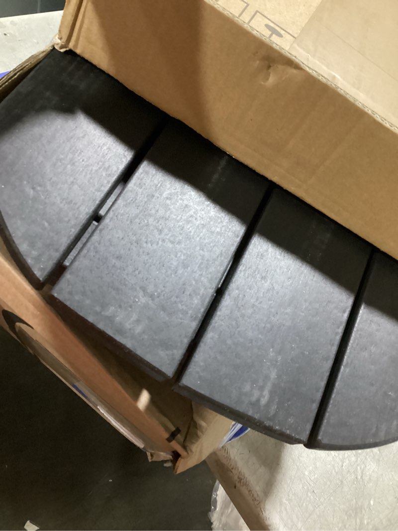 Condition photo showing Good Condition for similar to stock photo ..design 2 layer table… possible incomplete hardware.. aifoutvita wood folding side table, portable & lightweight compact wooden side table, 18 inch height for camping outdoor, indoor, patio, porch, balcony - round, black black round frntdwre.