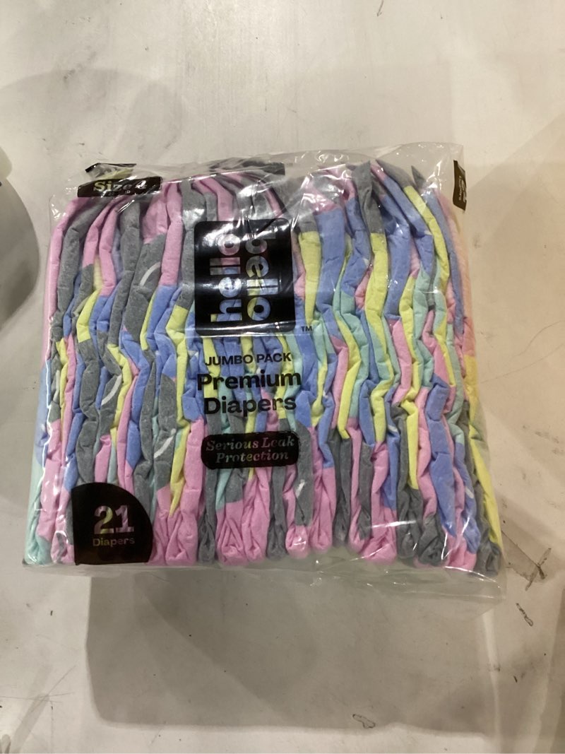 Condition photo showing As Is for hello bello premium diapers, size 4 (22-37 lbs) surprise pack for girls - 84 count, hypoallergenic with soft, cloth-like feel - assorted girl & gender neutral patterns girl/neutral (assorted style) size 4