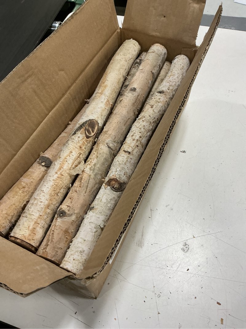 Condition photo showing Good Condition for 12-Pack White Birch Logs for Fireplace - Natural Decorative Birch Branches for Mantel, Fake Fireplace, Indoor Decor, DIY Crafts, and Planter Decoration (0.8"-1.6" Dia. x 16" Long) 12 Pcs (0.8"-1.6")