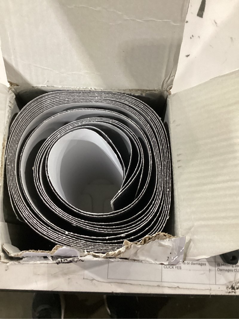 Condition photo showing As Is for thunder grip outdoor stair treads - non slip 30" x 6" - 12-pack weather resistant exterior grip tape - anti skid strips - waterproof 80-grit adhesive treads black 6" x 30" x 12p