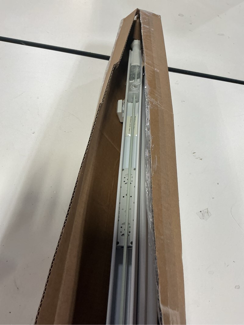 Condition photo showing As Is for No Drill Blinds for Windows 1\" Vinyl L-Shaped Slats Cordless Mini Blinds for Home, for Window Size 27\" W × 48\" H White White 27\" W × 48\" H