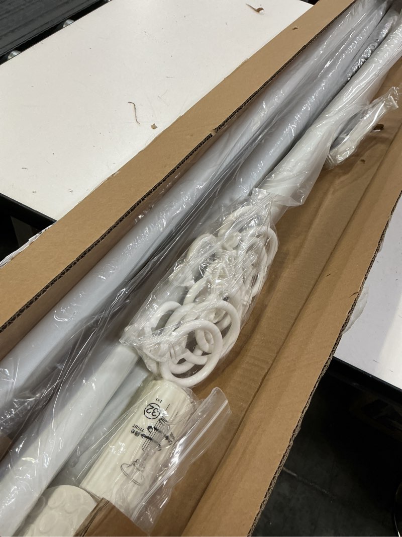 Condition photo showing New/Like New for ZOCONE Tension Curtain Rod 51-168 In (4.25-14 Ft), Extra Long Outdoor Curtain Rod for Patio, Shower Curtain Rod No Drilling for Bathroom Window, Christmas Garland Tension Rod Renter Friendly, White White 51-168 Inches