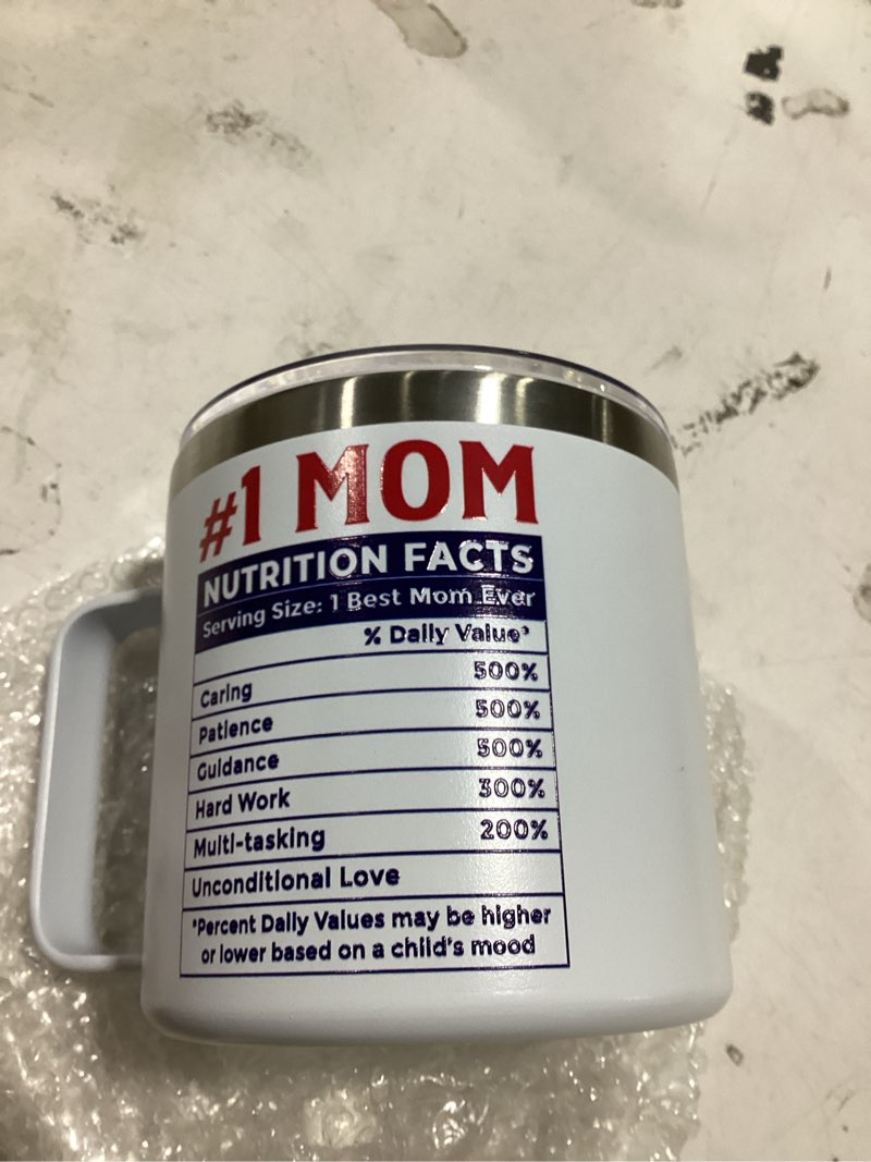 Condition photo showing As Is for gifts for mom, funny birthday present from daughter son, you are a really great mom mug tumbler 14oz - insulated coffee cup with lid and gift box best mom ever