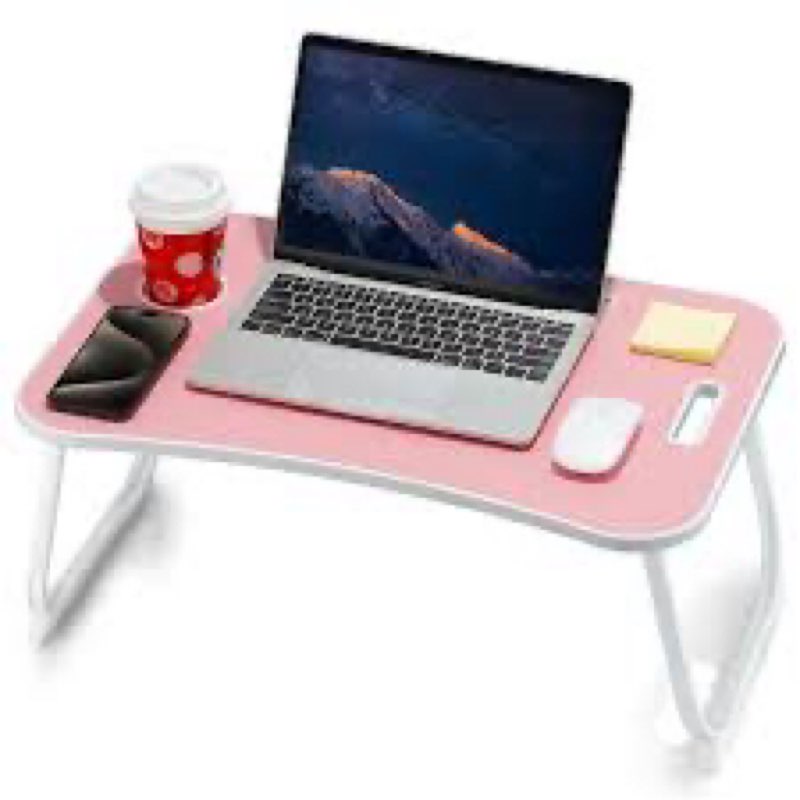 ZEAPTAC Laptop Bed Desk, Foldable Lap Desk, Portable Lap Table, Laptop Stand with Cup Holder & Table