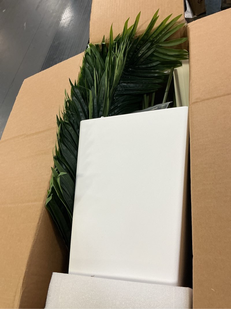 Condition photo showing Good Condition for 6FT Artificial Palm Tree, Tall Faux Palm Tree Indoor with Fake Plants Tall, Artificial Plants with Lifelike Leaves for Home Office Decor (White) White-6ft