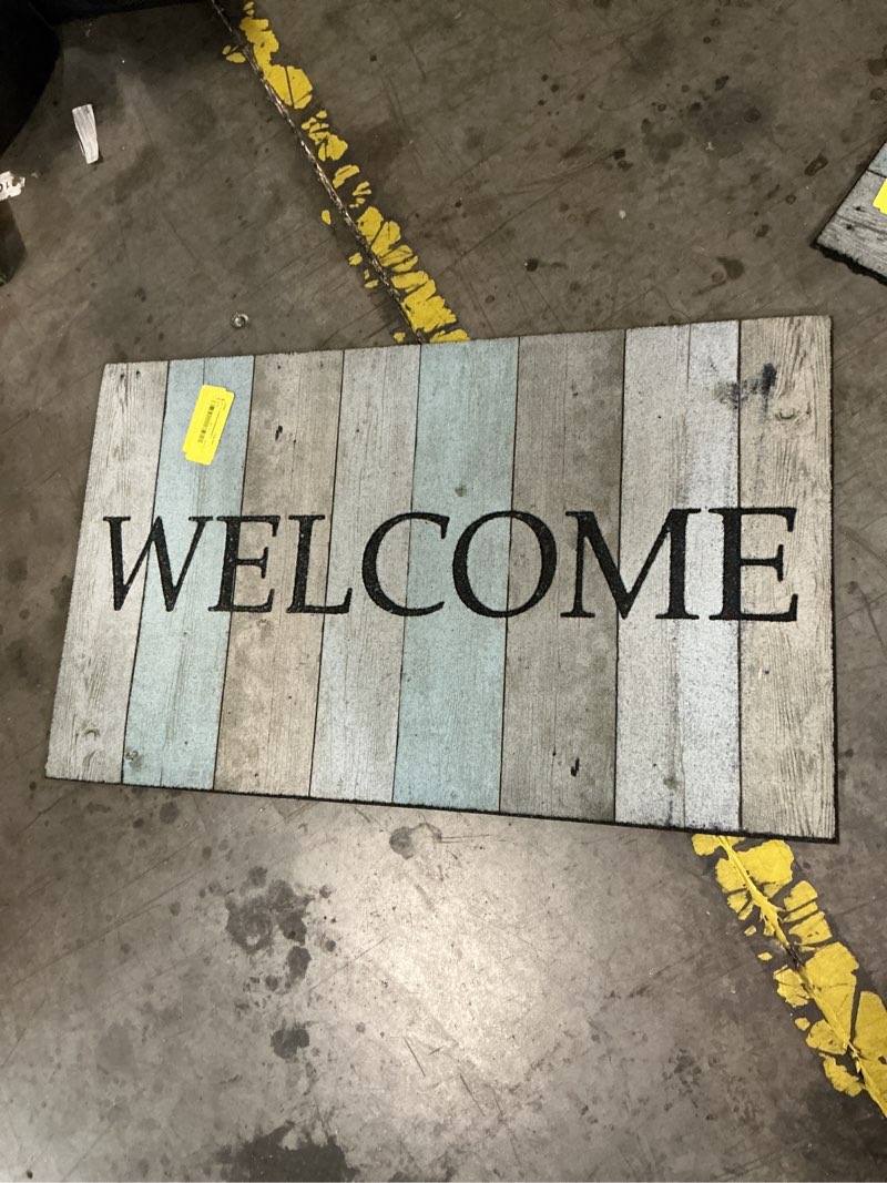 Condition photo showing Good Condition for mohawk home welcome wood rubber doormat, multi, 18" x 30"