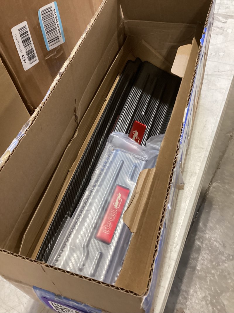 Condition photo showing Good Condition for smnuxwm upgraded door sill guards compatible with jeep wrangler jl jlu 2018-2025 2026 & gladiator jt 2020-2025 2026 accessories stainless steel front and rear door entry guard (4pcs carbon fiber) 4-door carbon fiber