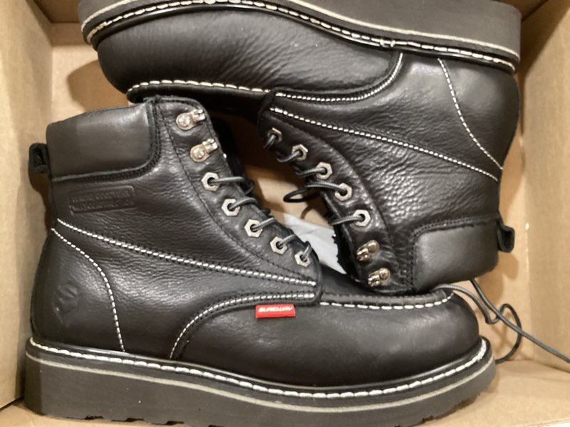 Condition photo showing Good Condition for sureway 6” mens heavy duty soft/composite/steel toe work boots for men,comfortable & durable,goodyearwelt,full grain leather,oil/slip resistant,wedge moc toe industrial construction boots/shoes 10 soft toe black