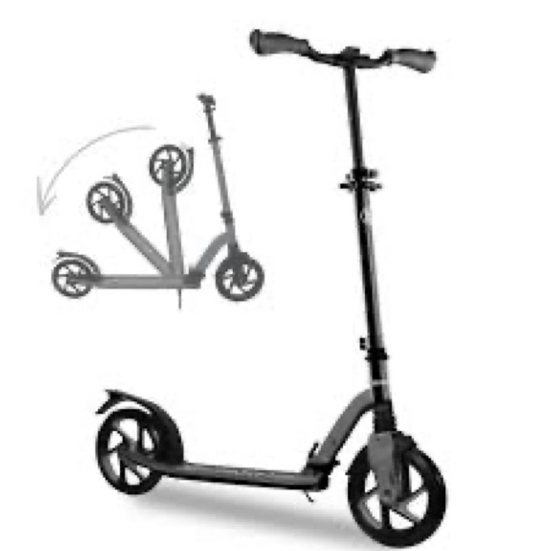 lascoota kick scooter for adults & teens. perfect for youth 12 years and up and men & women. lightweight foldable adult scooter with large sturdy wheels 220lbs dark (black) scooter