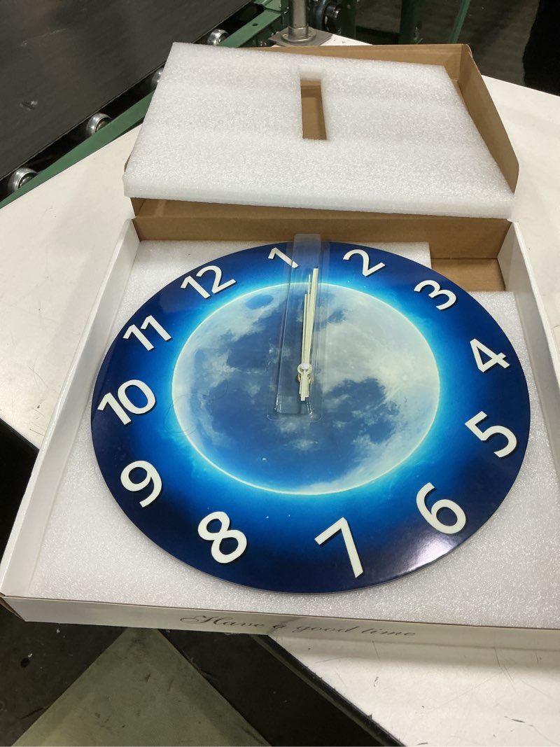 Condition photo showing Good Condition for 14 inch lighted wall clocks battery operated blue glow in the dark wall clock for kids bedroom silent wall clock decorative 14 inch blue5