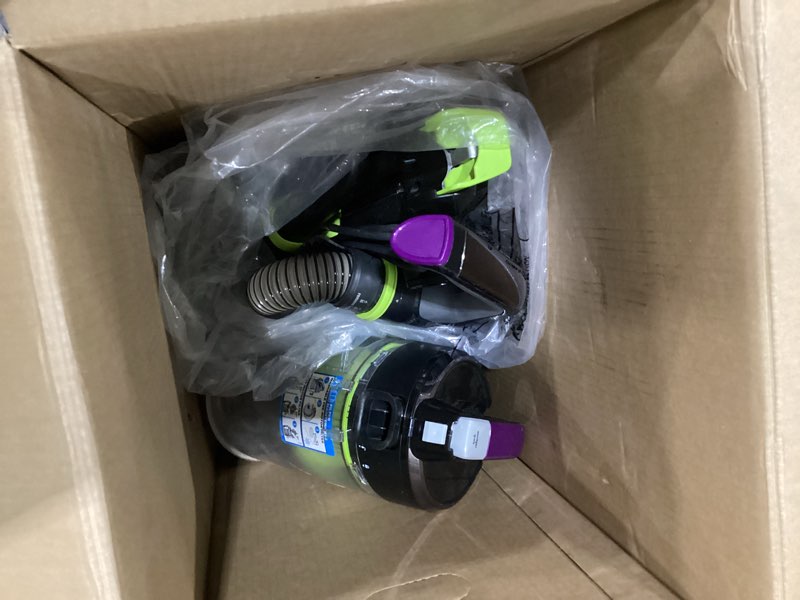 Condition photo showing As Is for BISSELL 24613 Pet Hair Eraser Turbo Plus Lightweight Vacuum, Tangle-Free Brush Roll, Powerful Pet Hair Pick-up, SmartSeal Allergen System, Specialized Pet Tools, Easy Empty Dirt Tank Grapevine Purple With Electric Green Accents