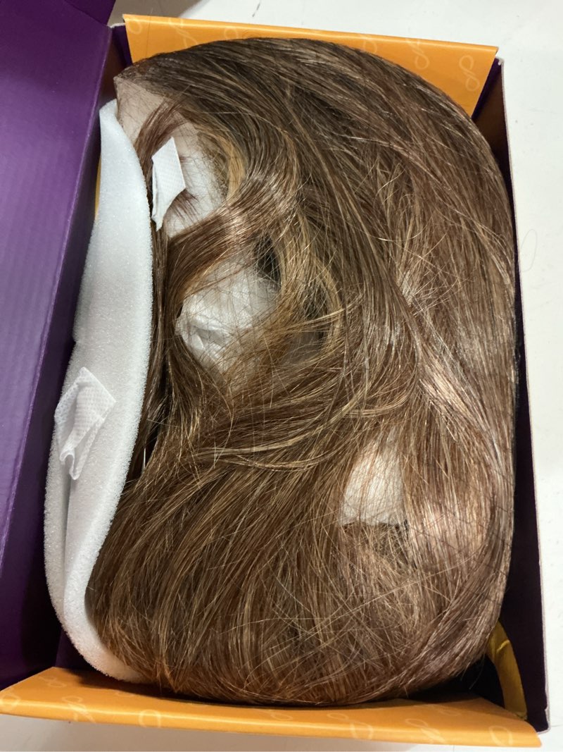 Condition photo showing Good Condition for kome honey blonde highlight synthetic lace front wig, 13x4 hd lace glueless medium length layered straight strawberry blonde wigs for women daily use 20in ?#tt4/243? brown mixed #tt4/243